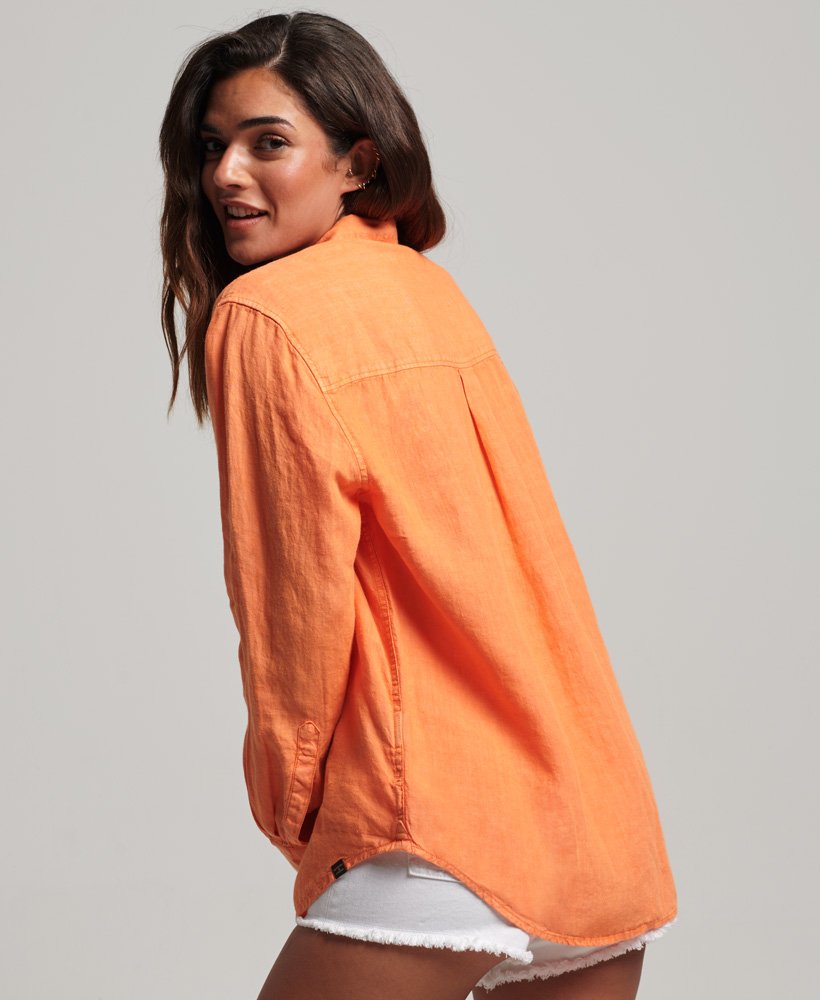 casual linnen boyfriend-shirt in jaffa-oranje