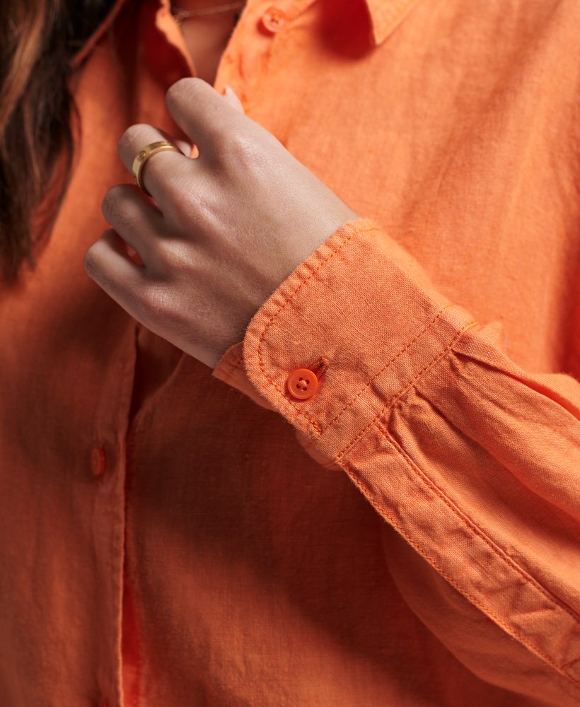 casual linnen boyfriend-shirt in jaffa-oranje