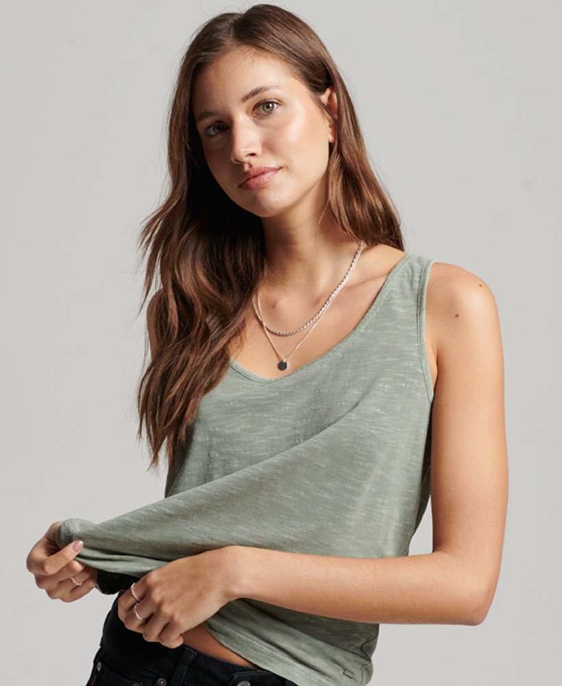 studios jersey tanktop in zeegroen
