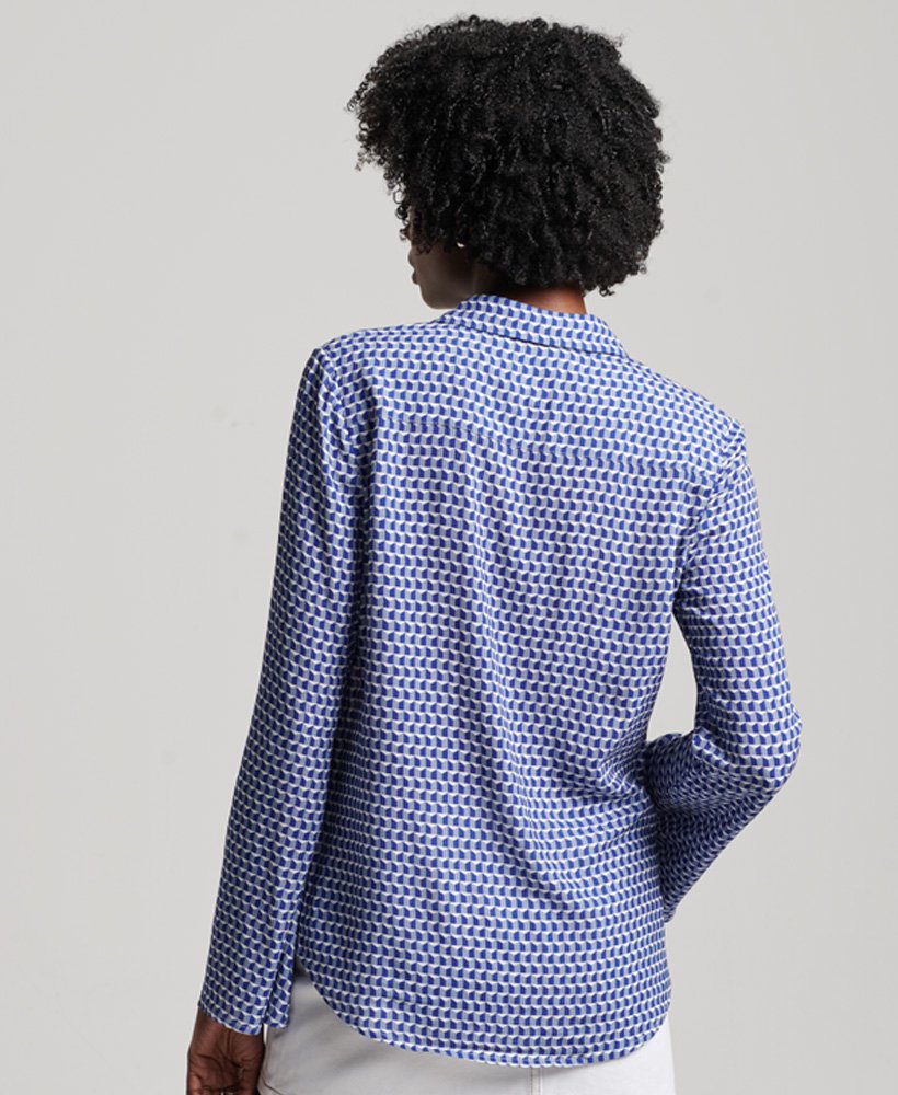 studios seventies shirt in listellos marineblauwe geometrische print