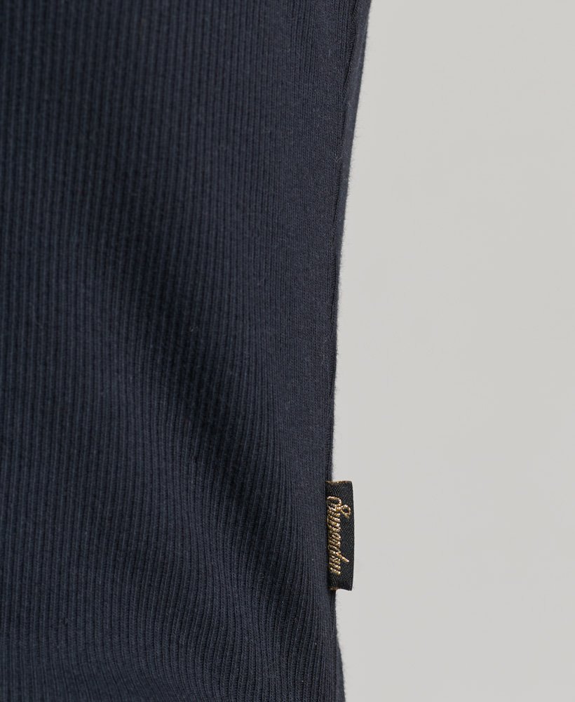 vintage vest van biologisch katoen met kanten afwerking in eclipse navy