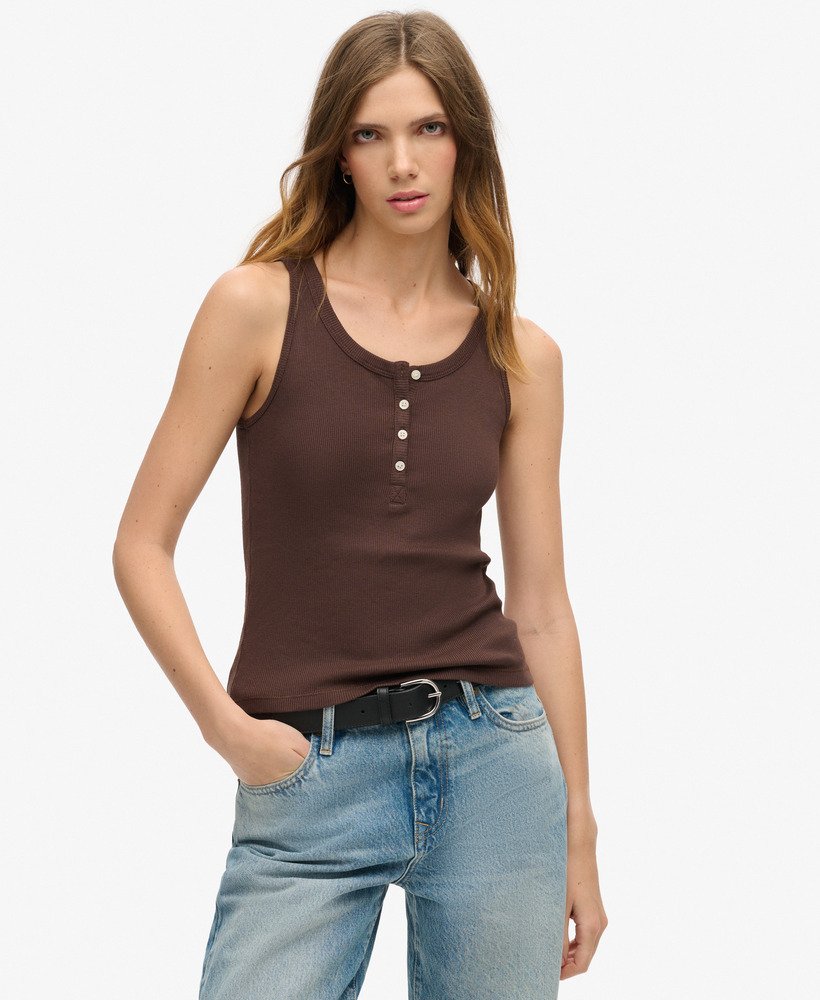 blouse met knoopsluiting in donkerbruin