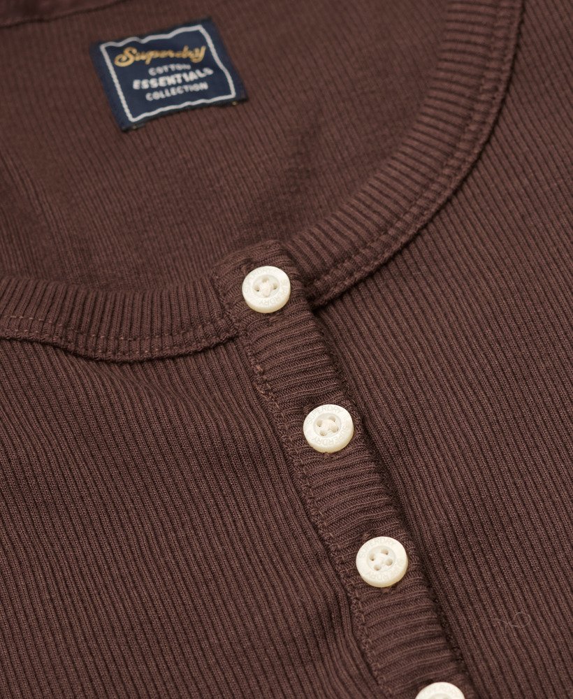 blouse met knoopsluiting in donkerbruin