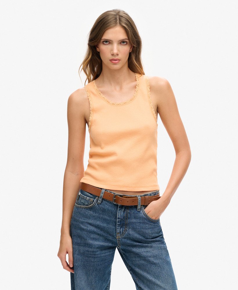 athletic essentials vestje met kanten afwerking in varsity orange