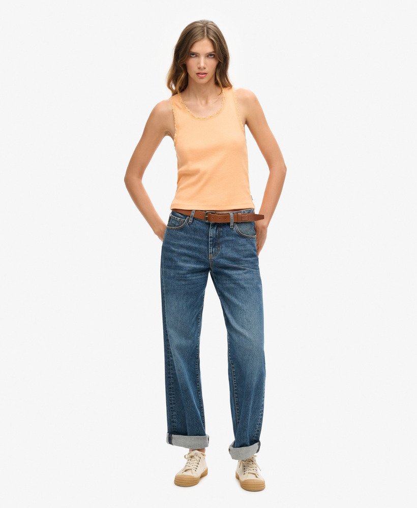 athletic essentials vestje met kanten afwerking in varsity orange