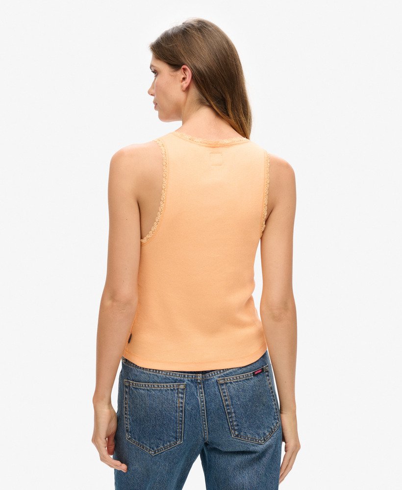 athletic essentials vestje met kanten afwerking in varsity orange