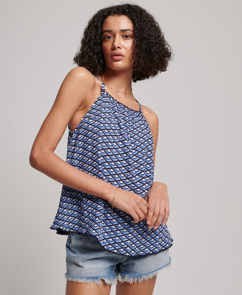 haltertopje met camisole in geometrische tegelprint