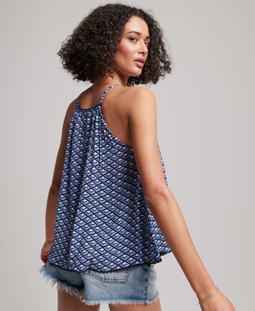haltertopje met camisole in geometrische tegelprint