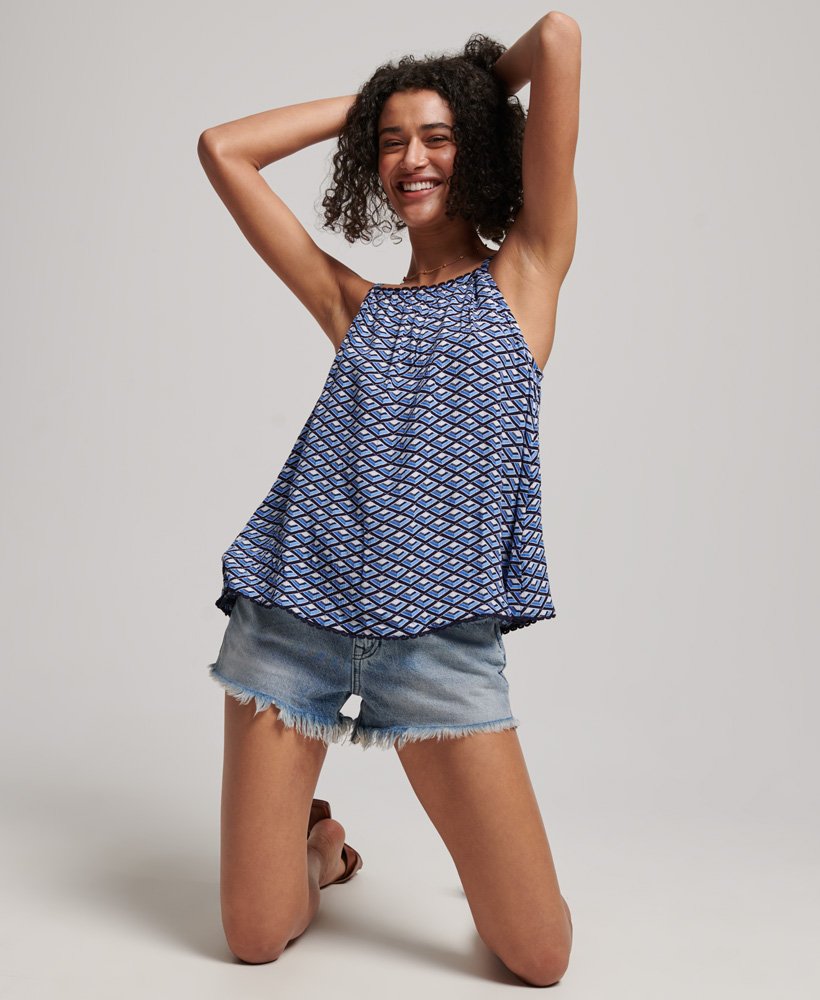 haltertopje met camisole in geometrische tegelprint