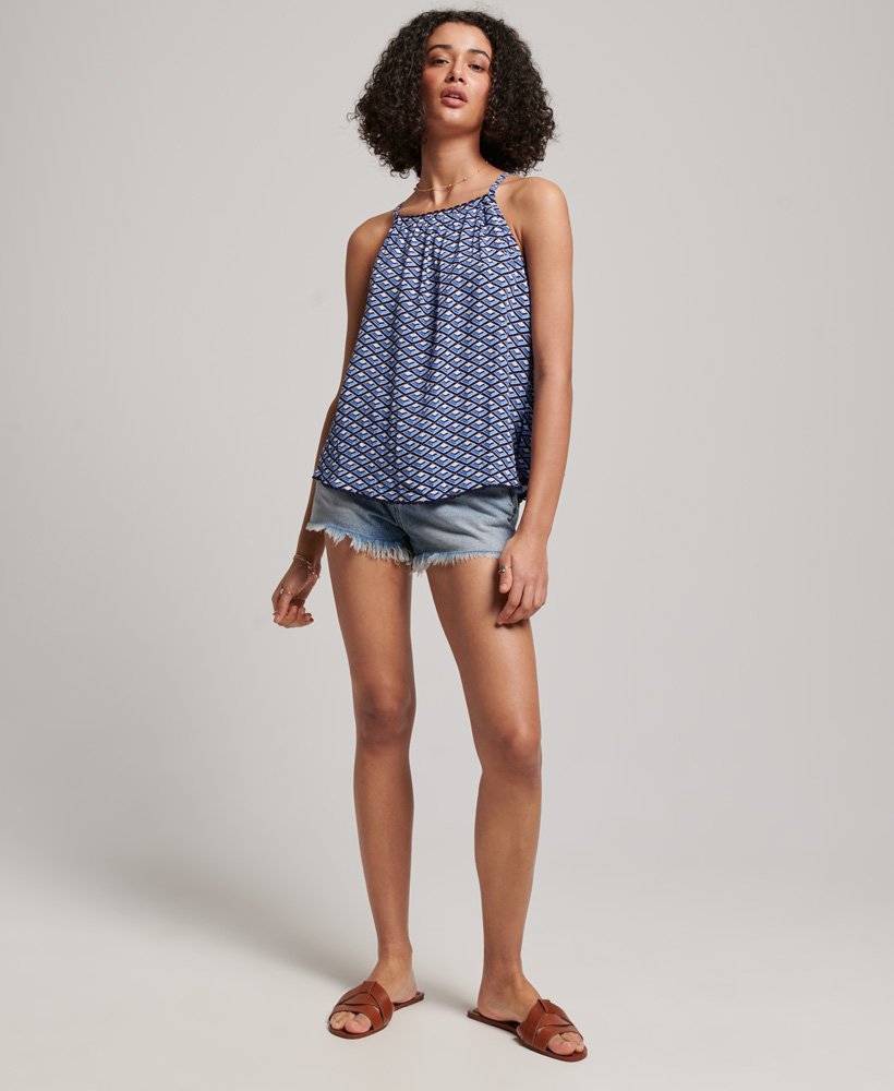 haltertopje met camisole in geometrische tegelprint