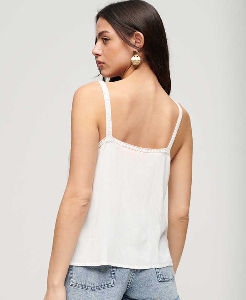 geborduurd camisole topje in gebroken wit.