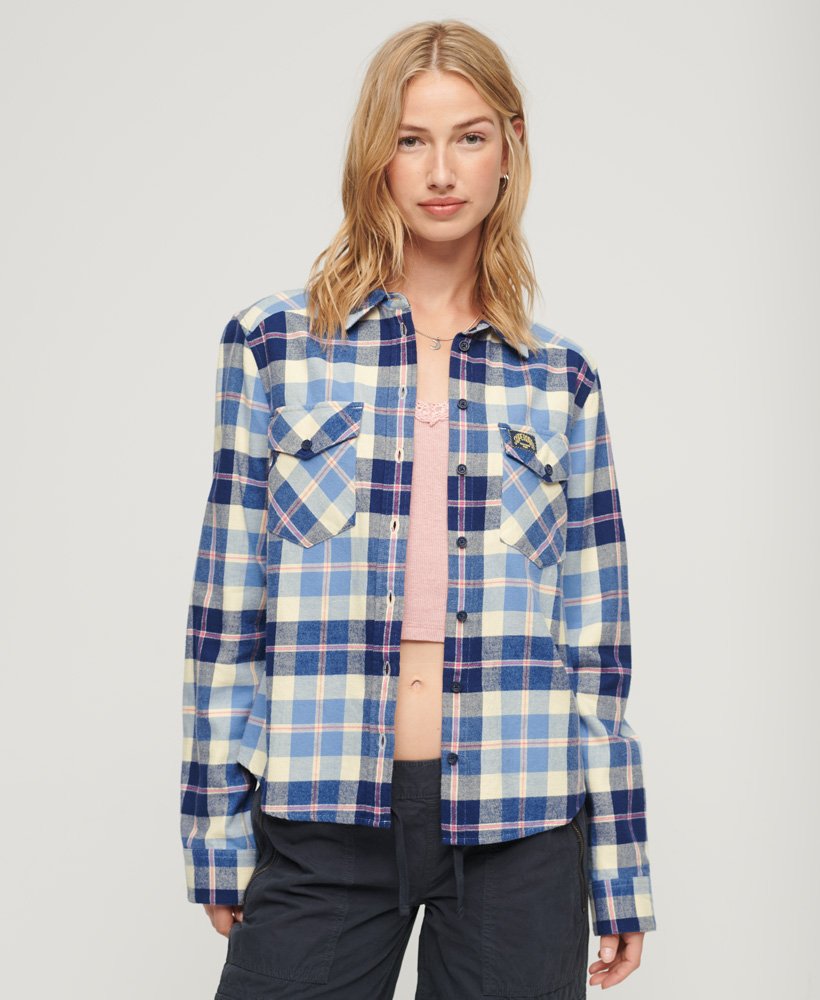 lumberjack geruit flanellen overhemd in klassiek blauw ruitpatroon