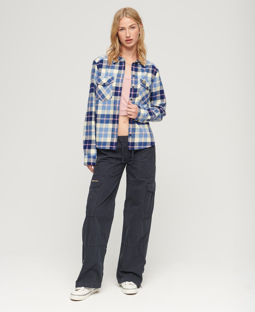 lumberjack geruit flanellen overhemd in klassiek blauw ruitpatroon