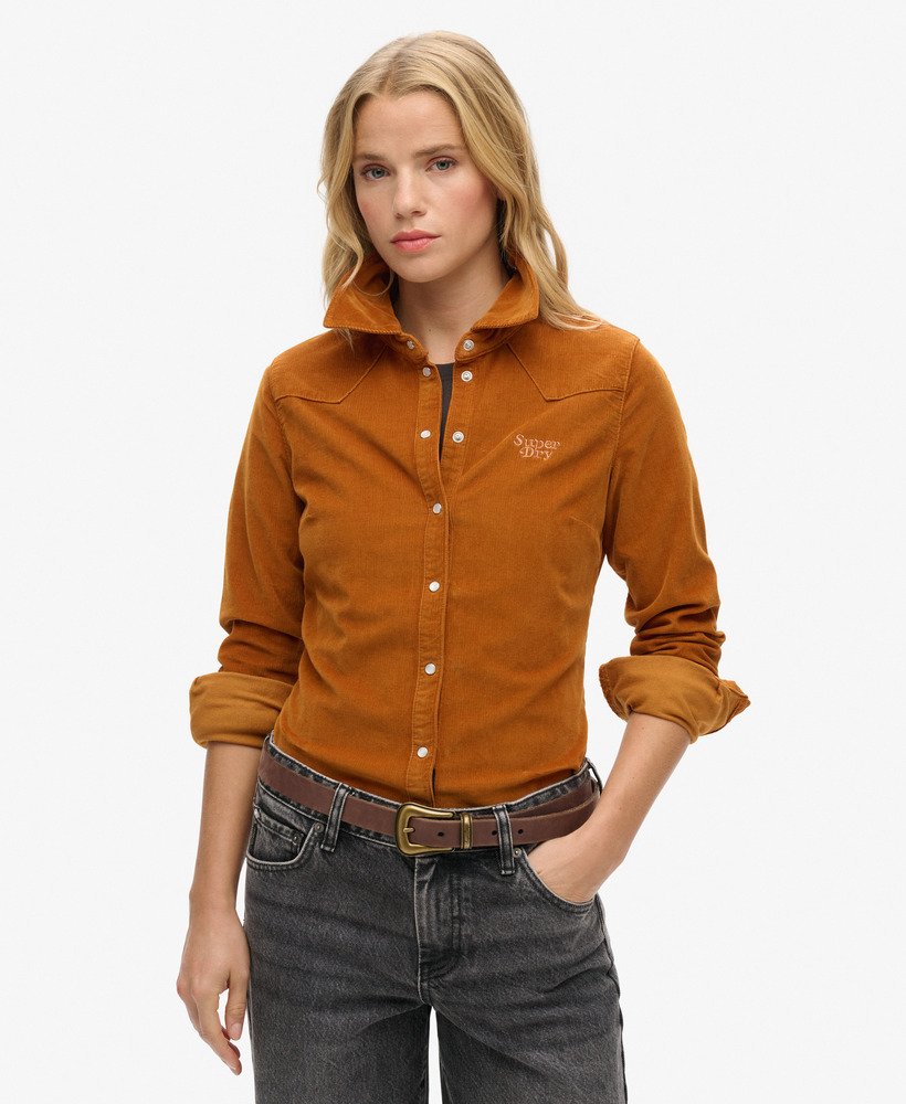 corduroy westernhemd in een opvallende beige kleur.