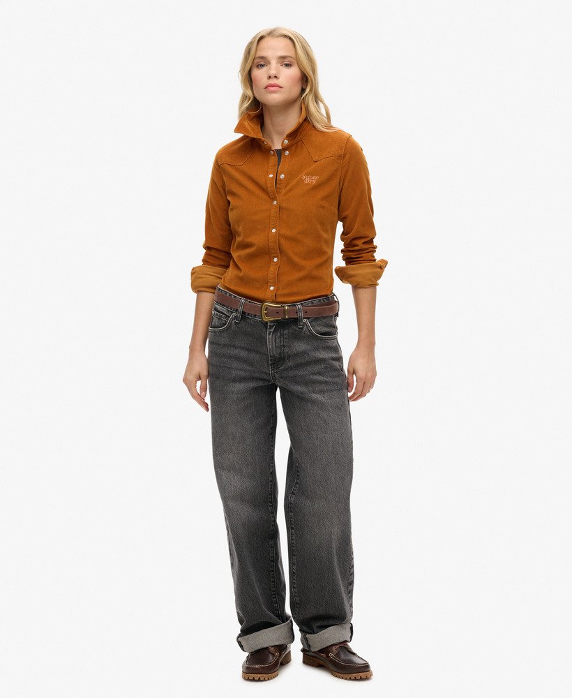 corduroy westernhemd in een opvallende beige kleur.