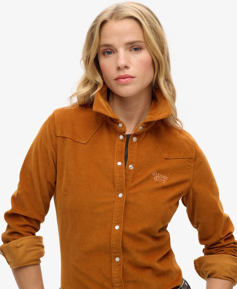 corduroy westernhemd in een opvallende beige kleur.