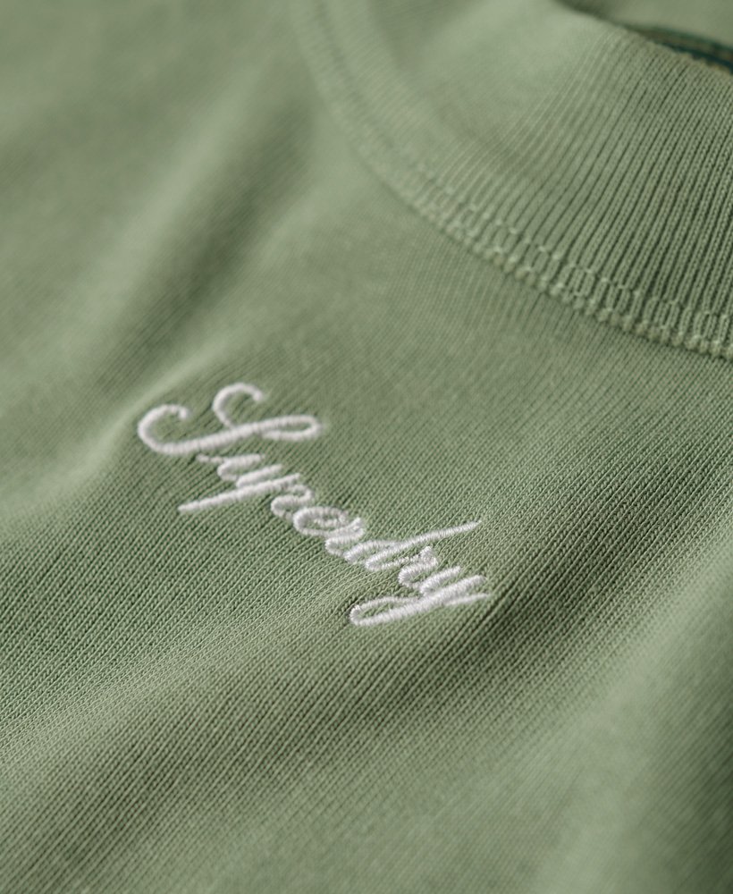 geribbelde crop top met lange mouwen en borduurwerk in licht jadegroen