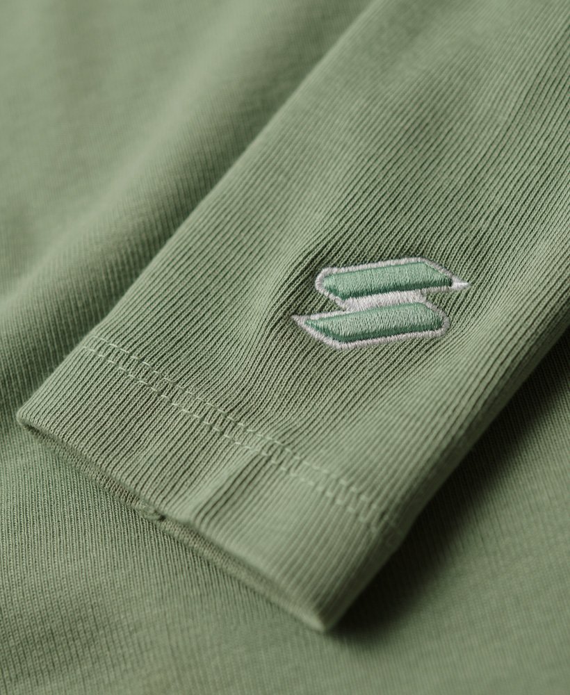 geribbelde crop top met lange mouwen en borduurwerk in licht jadegroen