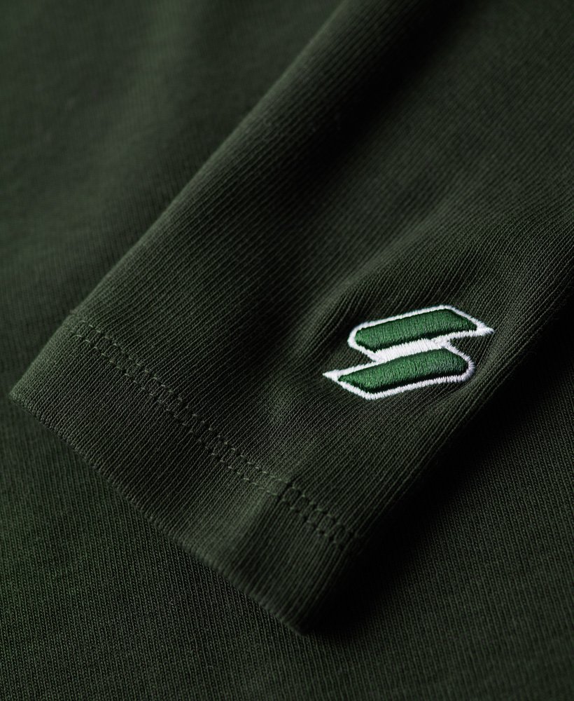 geribbelde crop top met lange mouwen en borduurwerk in donkergroen academy dark green