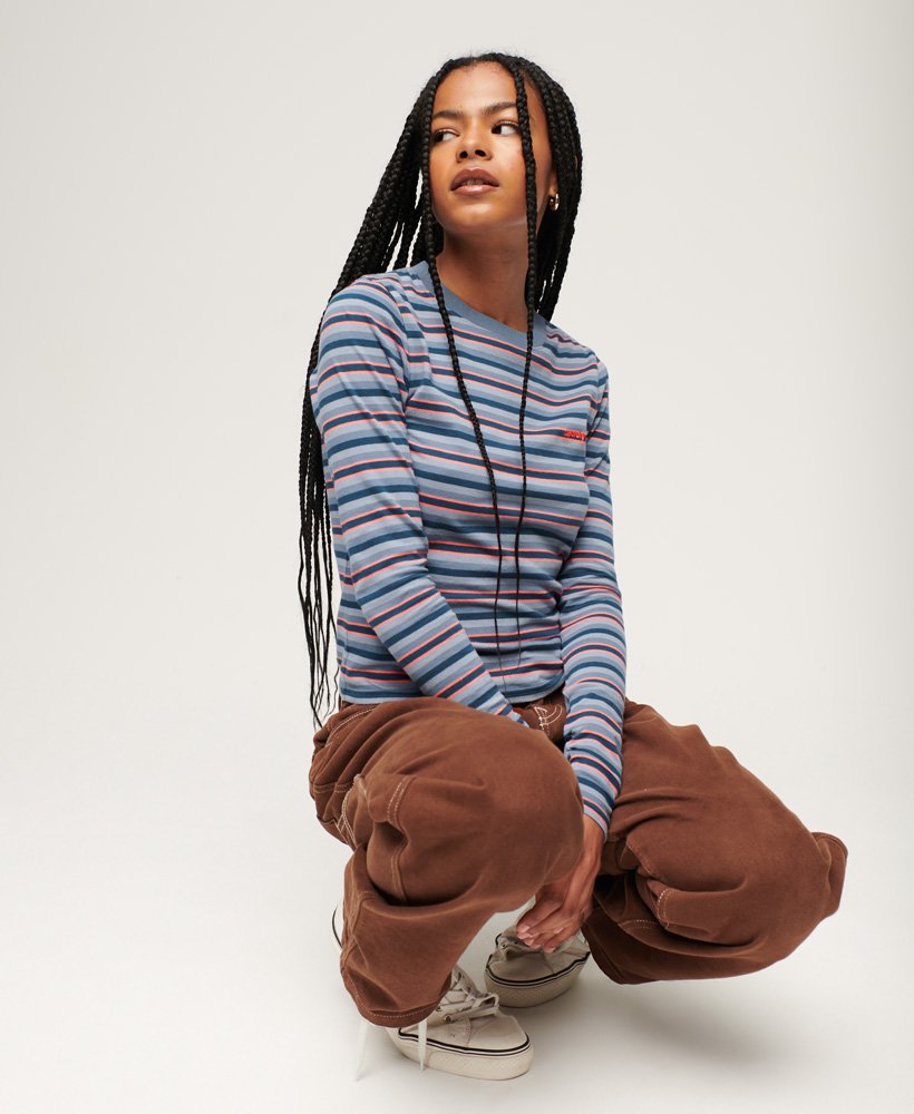 gestreept shirt met lange mouwen in wedgewood blue stripe
