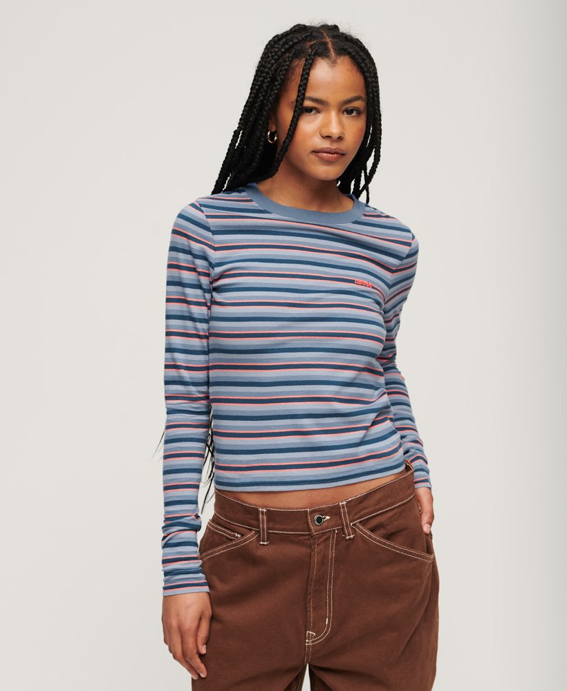 gestreept shirt met lange mouwen in wedgewood blue stripe