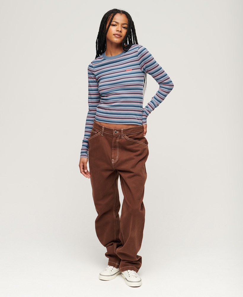 gestreept shirt met lange mouwen in wedgewood blue stripe