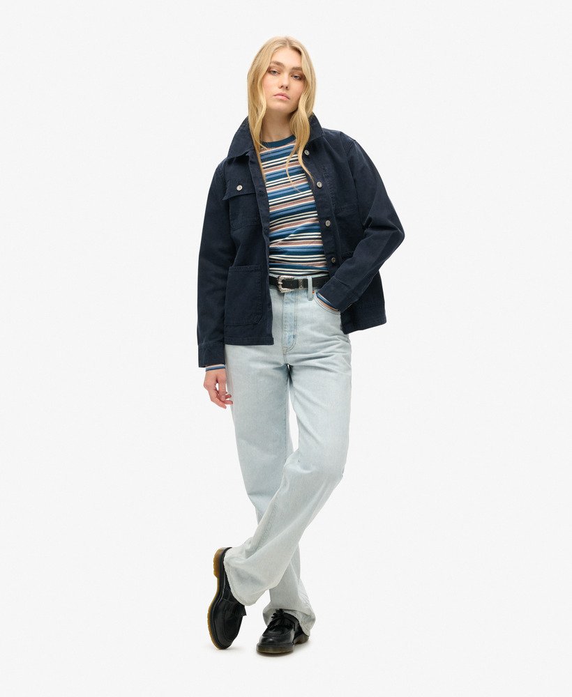 gestreept shirt met lange mouwen in blauwe flessenstreep