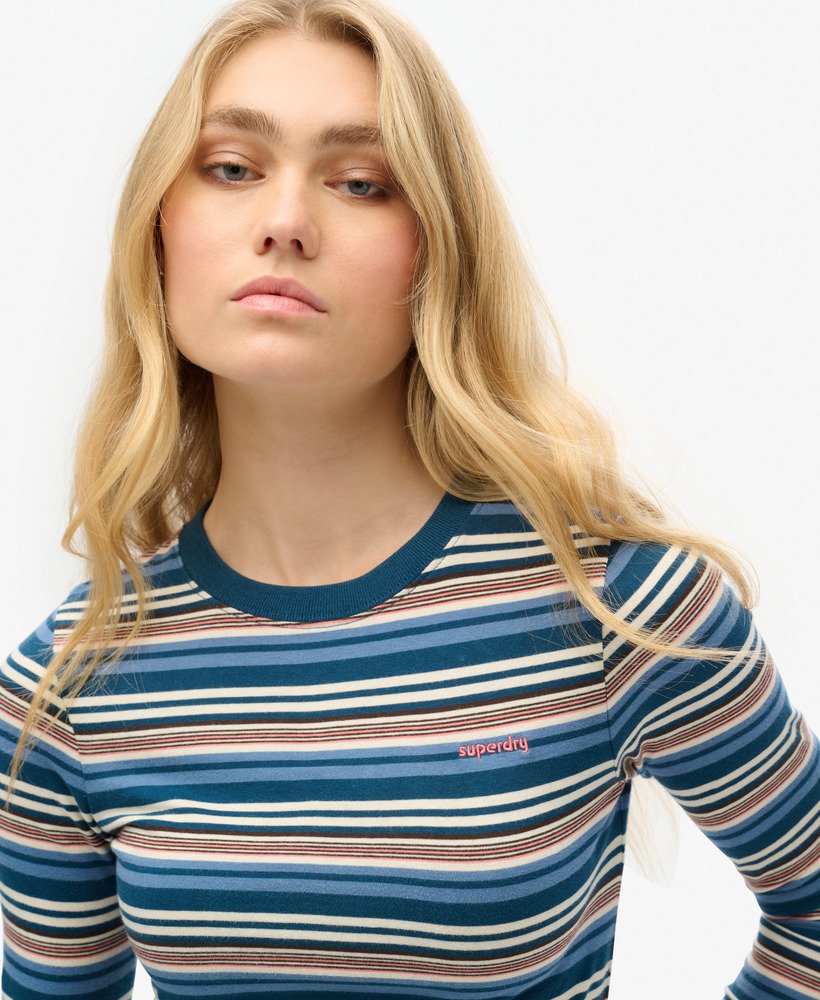 gestreept shirt met lange mouwen in blauwe flessenstreep