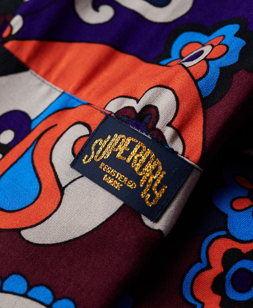 getailleerd overhemd met print uit de jaren 70 in cindy blue.