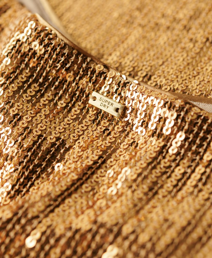 cami-topje met pailletten in champagnekleurige goudkleurige uitvoering