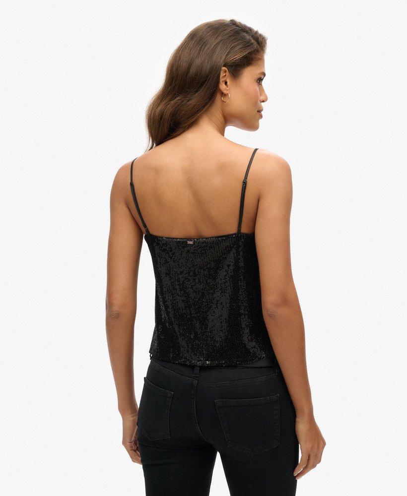 cami-topje met pailletten in zwart