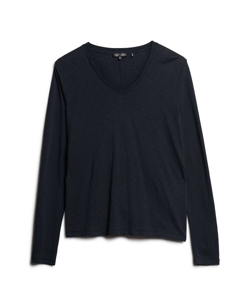 jersey top met lange mouwen en v-hals in eclipse navy