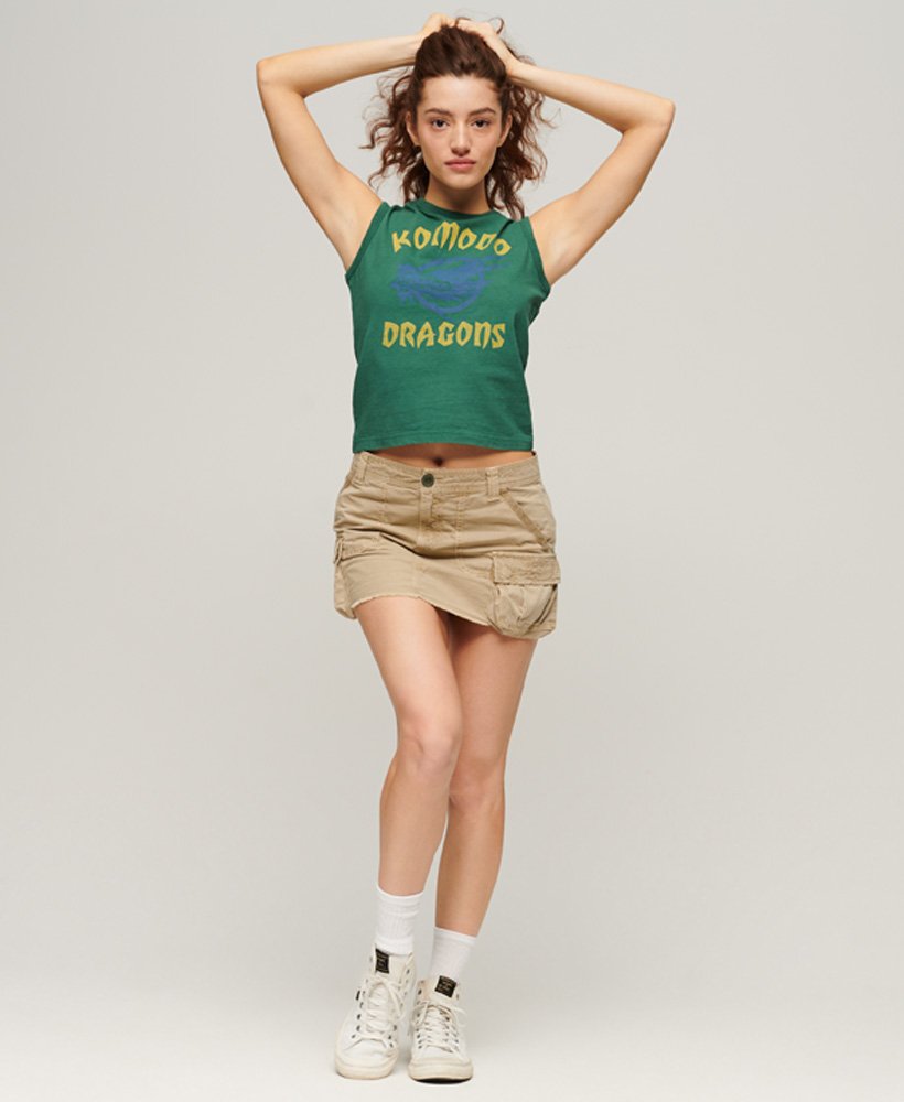 superdry x komodo classic dragon vest top in pine green