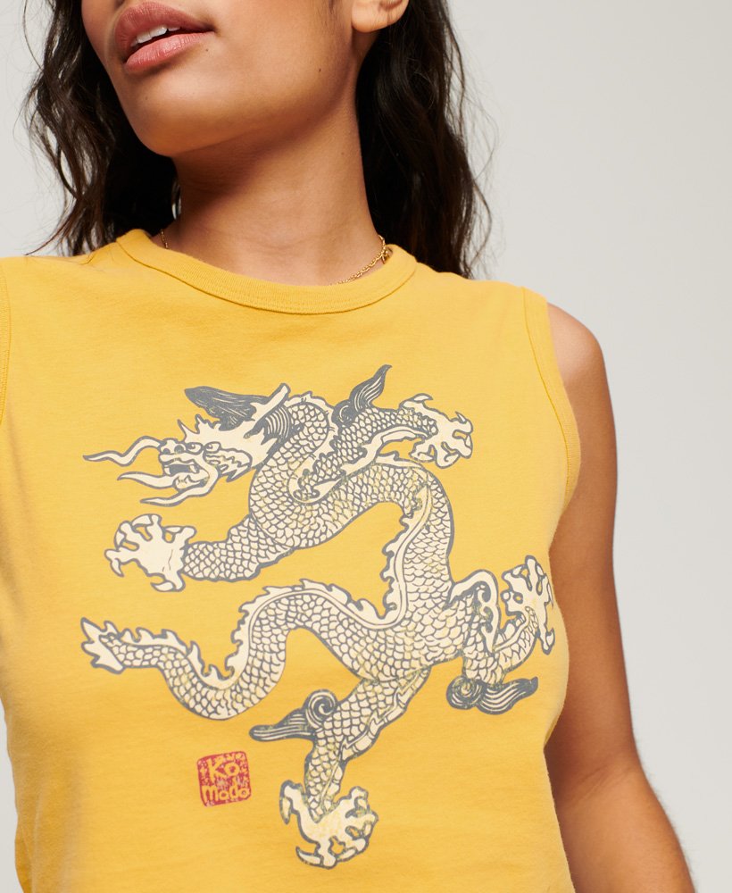 superdry x komodo vintage vest top in pigmentgeel