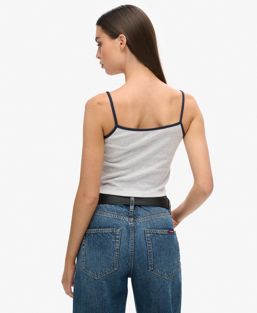 athletic essentials crop cami top in cadet grey marl