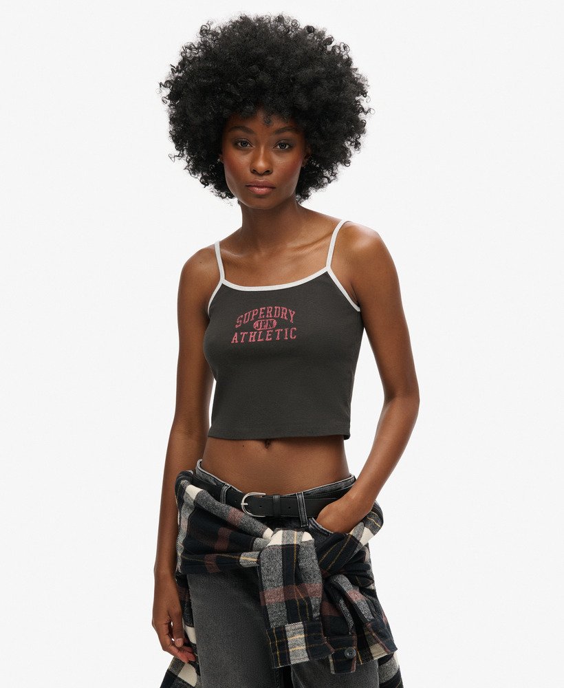 athletic essentials crop cami top in gewassen zwart