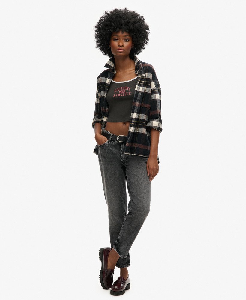 athletic essentials crop cami top in gewassen zwart