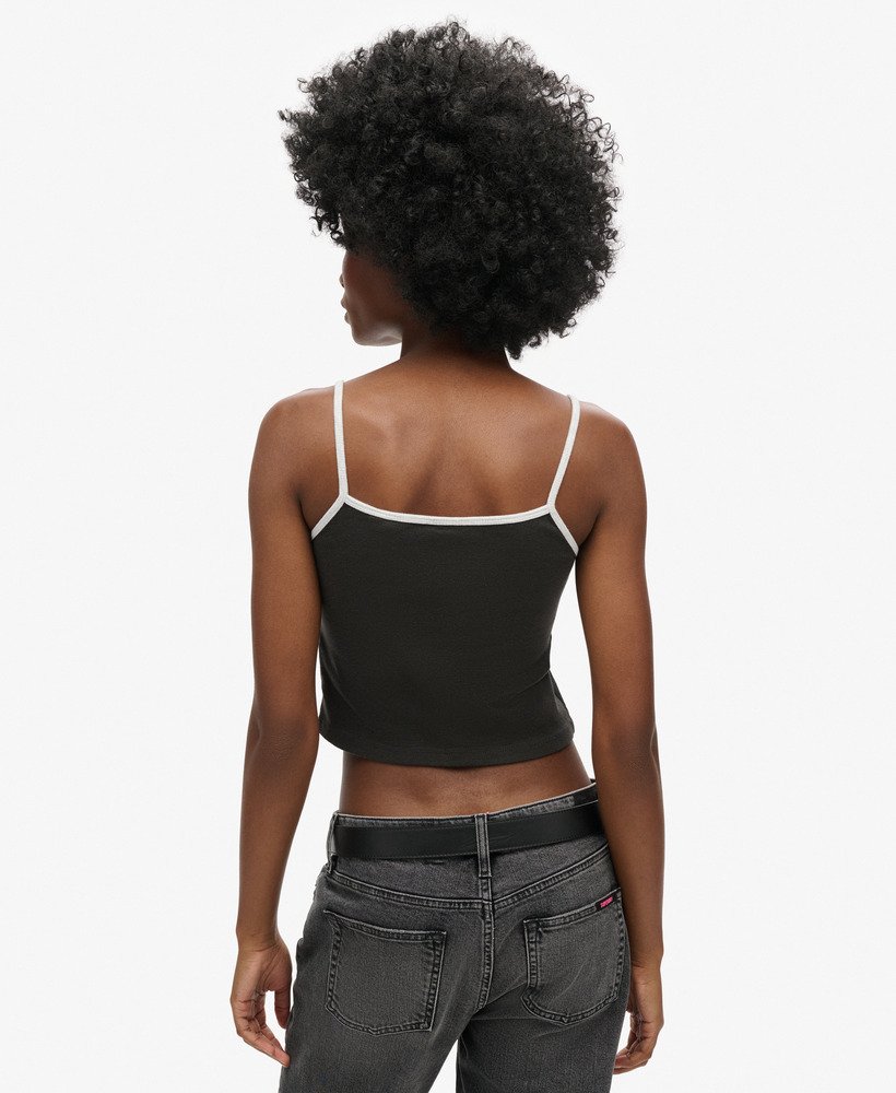 athletic essentials crop cami top in gewassen zwart