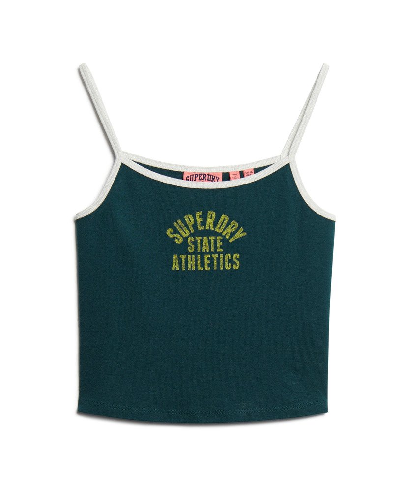 athletic essentials crop cami top in donker dennengroen