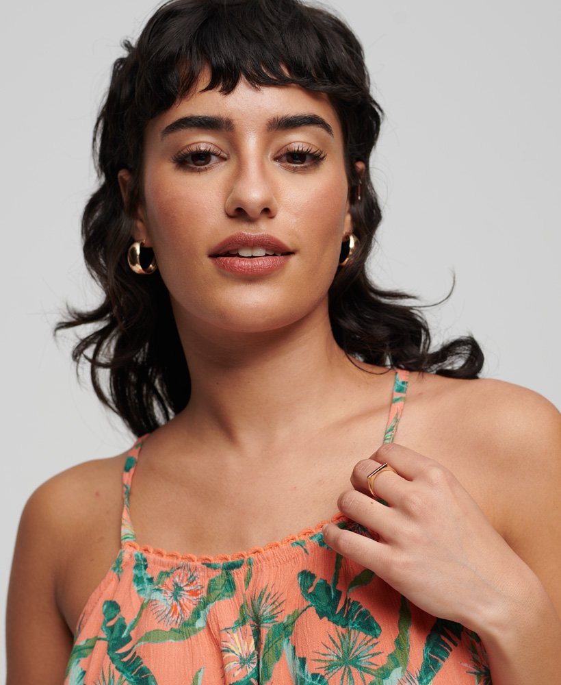 haltertopje met camisole in koraal tropisch