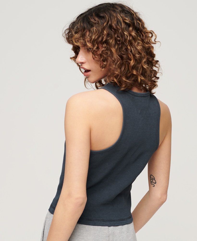 athletic essentials wafel tanktop in blueberry navy