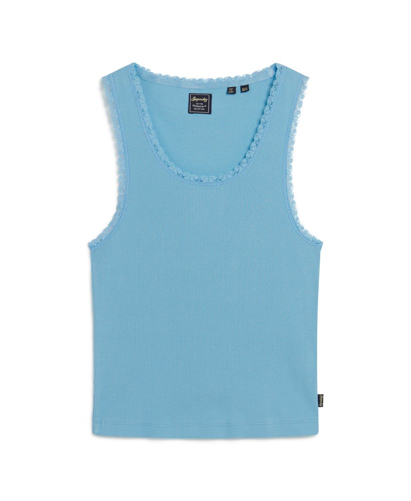 vintage vestje met kanten rand van athletic essentials in air blue