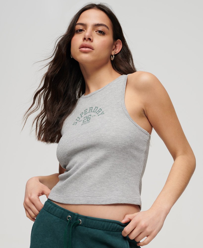 athletic essentials wafel tanktop in grijs gemengd