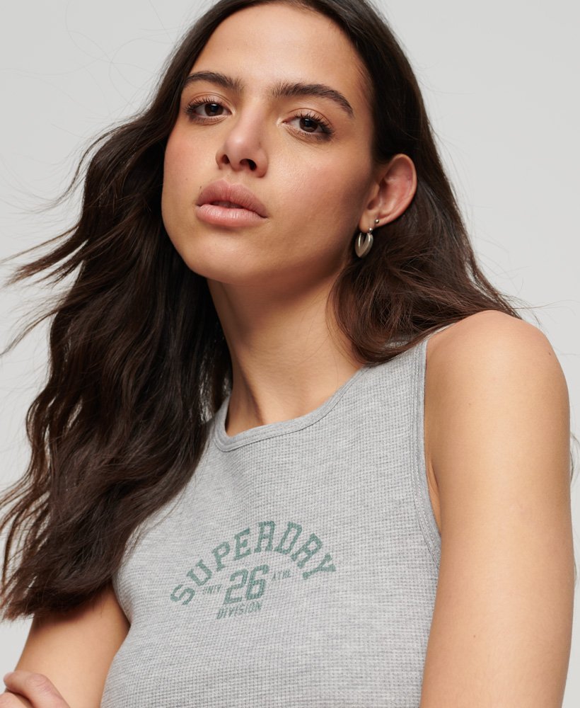 athletic essentials wafel tanktop in grijs gemengd