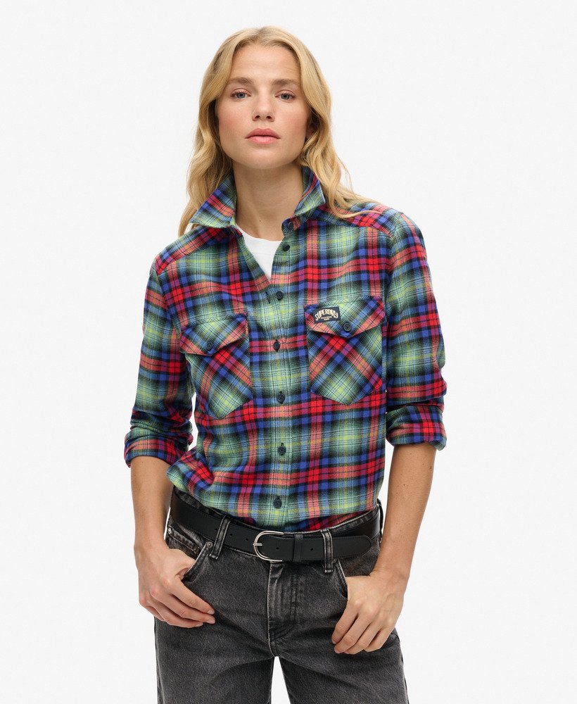 geruit flanellen shirt in houthakkersstijl met arizona-ruitpatroon