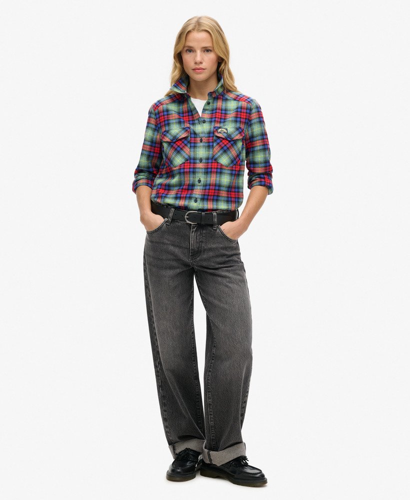 geruit flanellen shirt in houthakkersstijl met arizona-ruitpatroon
