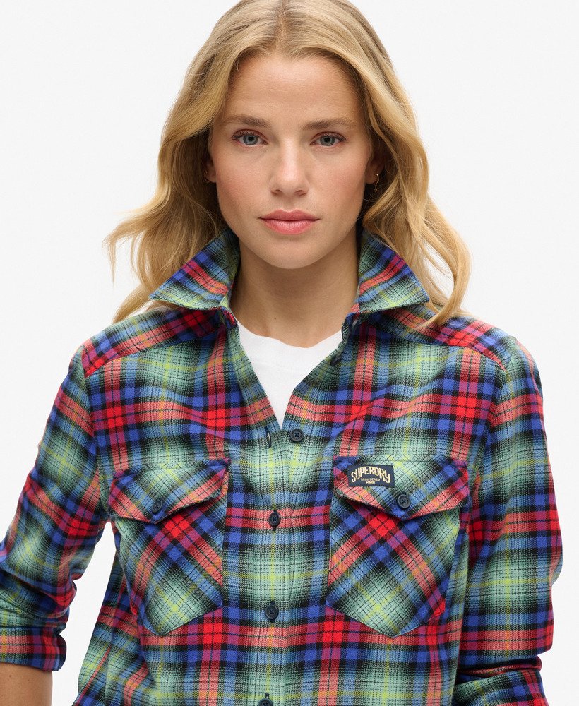 geruit flanellen shirt in houthakkersstijl met arizona-ruitpatroon