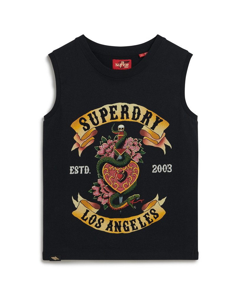 tattoo-vest met strasssteentjes in zwart
