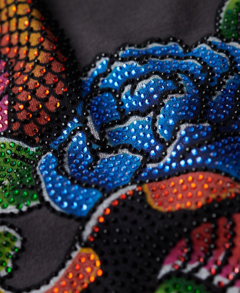 tattoo-vest met strasssteentjes in antraciet.