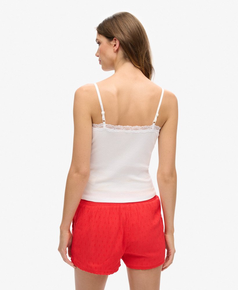biologisch katoenen essential rib lace cami top in optic